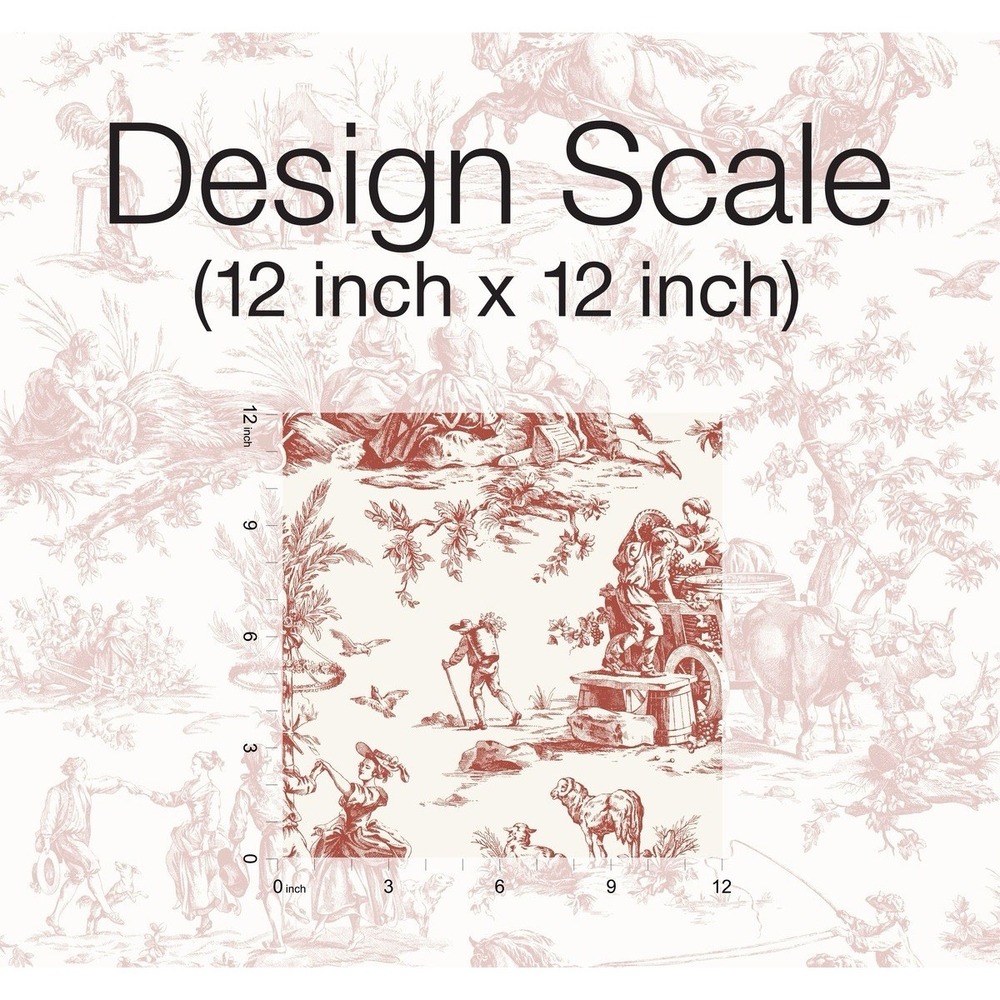 York Wallpaper 1 Roll GR5925 Seasons Toile Red White Vintage Motif Wallcoverings - Picture 5 of 9